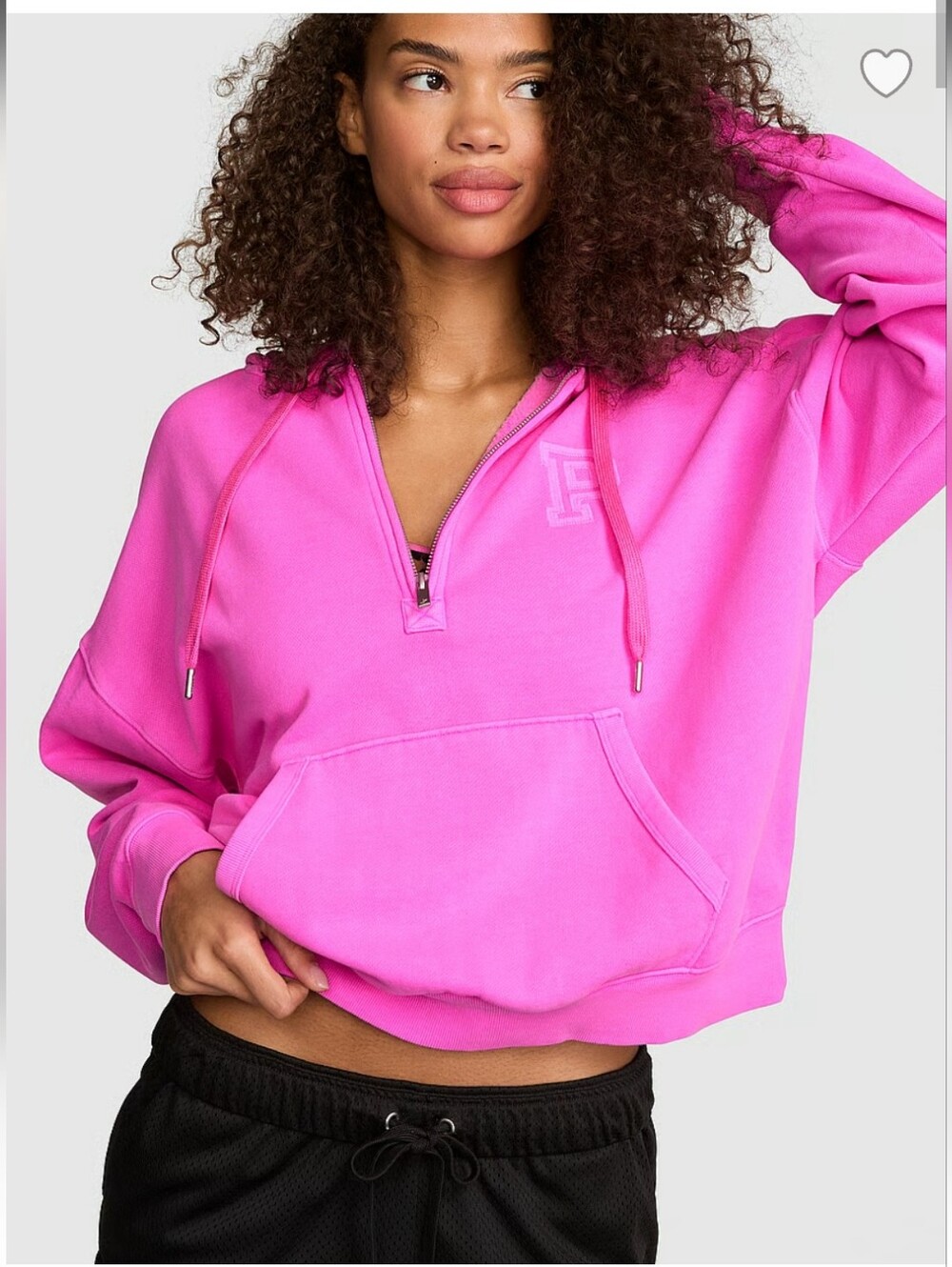 VS PINK Campus Fleece Half-Zip Hoodie Sz Small NWT